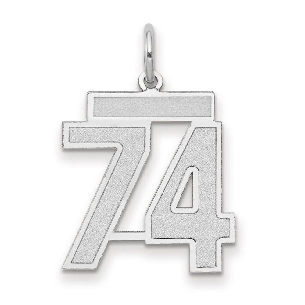 14k White Gold, Jersey Collection, Medium Number 74 Pendant